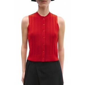 NEW CORDERA merino wool ribbed waistcoat top in red